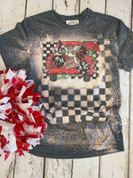 Go Buckeyes Truck - Gilmer Buckeye checkered tee shirt-Rust and Romance