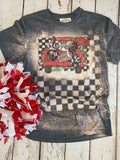 Go Buckeyes Truck - Gilmer Buckeye checkered tee shirt-Rust and Romance