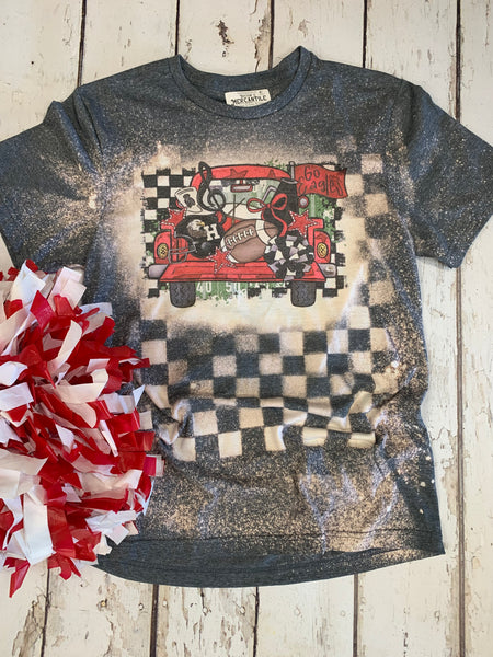 Go Buckeyes Truck - Gilmer Buckeye checkered tee shirt-Rust and Romance