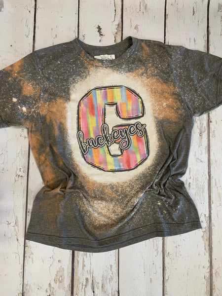 Gilmer Buckeye Colorful G School spirit tee shirt-Rust and Romance