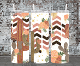Boho Cactus 20 ounce tumbler with muted colors
