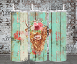 The Strawberry Highland Cow 20 ounce tumbler