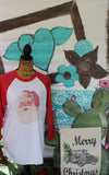 Vintage Santa Graphic Tee Shirt, Christmas Baseball Raglan T shirt