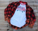 Valentines Shirt with red truck with buffalo plaid and leopard print hearts, Love Baseball Tee Shirt