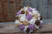 Lavender Burlap Bouquet, Burlap and Lace Wedding Flowers