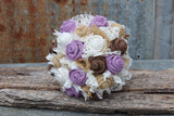 Lavender Burlap Bouquet, Burlap and Lace Wedding Flowers