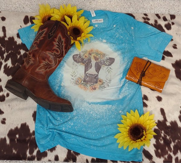 Sunflower Cow Bleached tee
