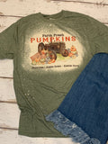Farm Fresh Pumpkins green bleached tee with tractor and fall pumpkins