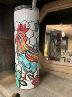 Colorful Funky Chicken 20 ounce Tumbler