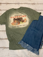 Farm Fresh Pumpkins green bleached tee with tractor and fall pumpkins