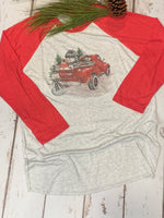 Red Truck with Snowmen Tee