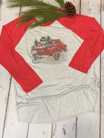 Red Truck with Snowmen Tee